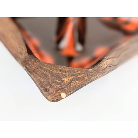 Vintage MCM Orange Lava Fire Ashtray | Large 1960s Porcelain California Pottery - Picture 4 of 10